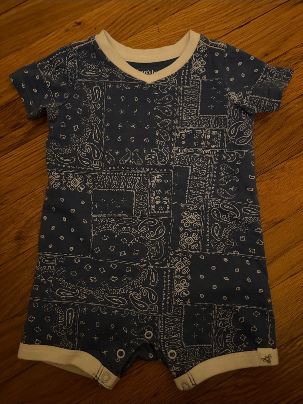 Burt's Bees Baby Navy Blue Bandana Print Short-Sleeve One-Piece